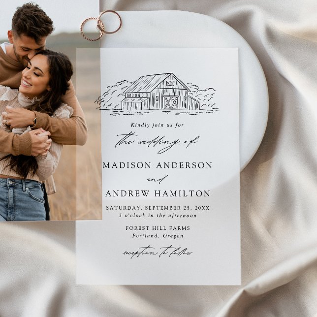 Elegant Rustic Barn Wedding Vellum Invitations (Creator Uploaded)