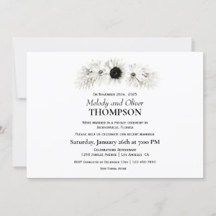 Elegant Rustic Black and White Floral Post Wedding Invitation