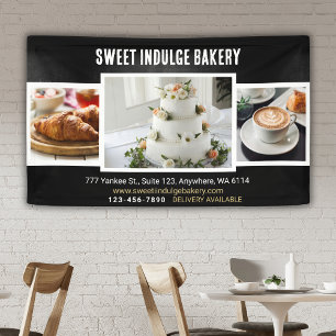 Elegant Rustic Black White Bakery  Banner