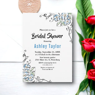 Elegant Rustic Blue Roses Floral Bridal Shower Invitation