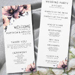 Elegant Rustic Boho Blush Pink Floral Wedding Programme<br><div class="desc">Cute and simple modern boho pink, black and white flower wedding design. A classic but whimsical look with pink, black, grey and cream coloured flowers with black fonts and modern lettering. Edit all of the text to your own information. You can even change out the background colour to anything you...</div>