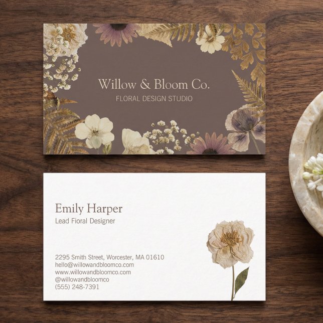 Elegant Rustic Boho Botanical Wildflower Floral Business Card (Elegant Rustic Boho Botanical Wildflower Floral Business Card)