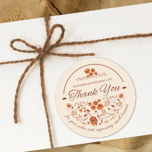 Elegant Rustic Boho Brown Fall Floral  Classic Round Sticker