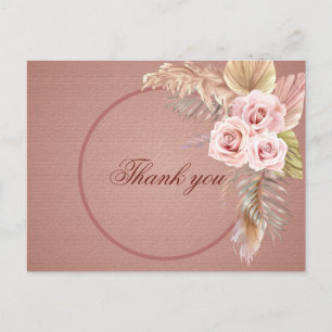 Elegant Rustic Boho Floral Botaniqe Wedding Thank  Postcard