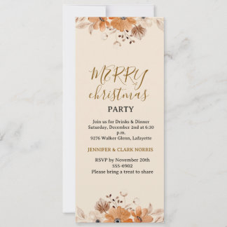 Elegant Rustic Boho Floral Holiday Party Invitation
