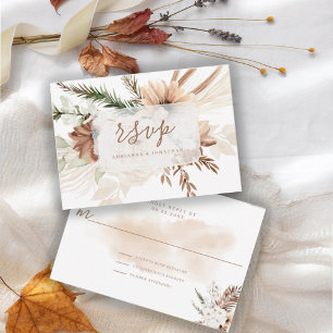 Elegant Rustic Boho Floral Pampas RSVP Card