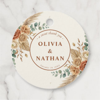 Elegant Rustic Boho Floral Wedding Favour Tags