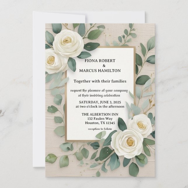 Elegant Rustic Boho Floral Wedding Invitation (Front)