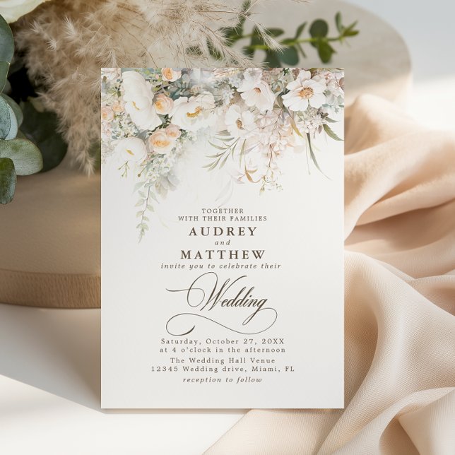 Elegant Rustic Boho Floral Wedding Invitation (Creator Uploaded)