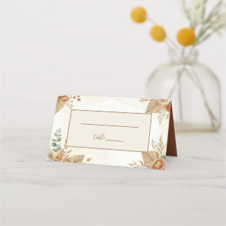 Elegant Rustic Boho Floral Wedding Place Card