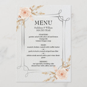 Elegant Rustic Boho Wildflowers Wedding Menu