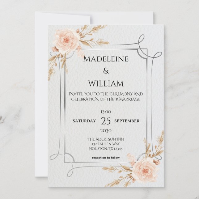 Elegant Rustic Boho Wildflowers Wedding Save The Date (Front)