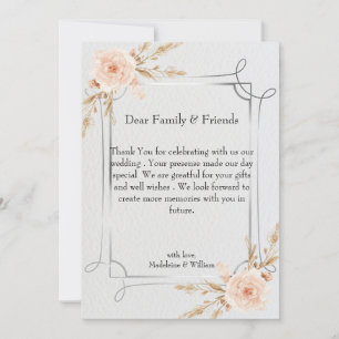 Elegant Rustic Boho Wildflowers Wedding Thank You Card