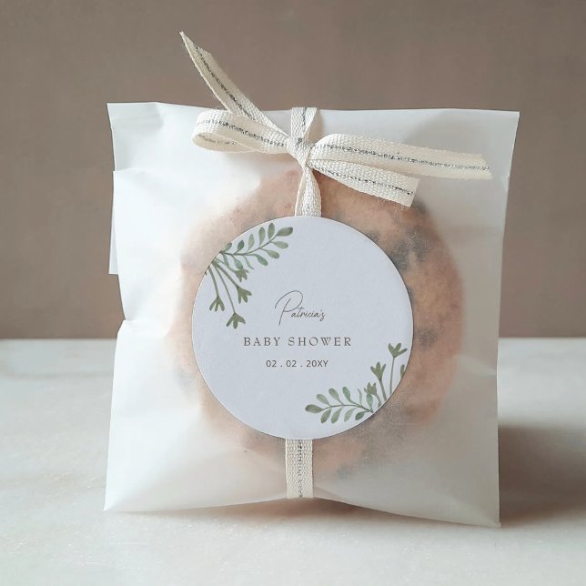 Elegant Rustic Botanical Boho Baby Shower Classic Round Sticker (Boho Baby Shower Sticker)