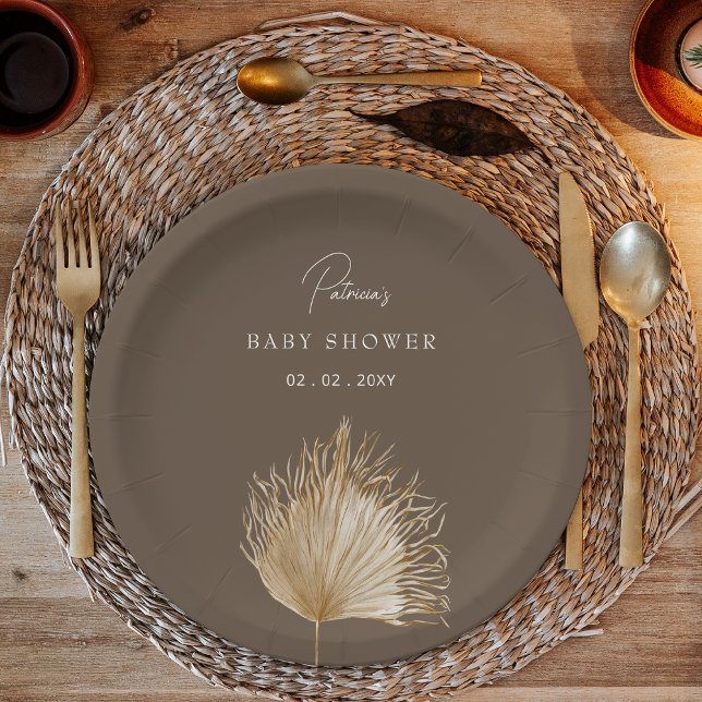 Elegant Rustic Botanical Boho Baby Shower Paper Plate (Rustic Boho Paper Plate)