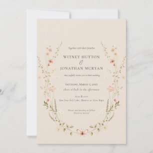 Elegant Rustic Botanical Calligraphy Wedding Invitation