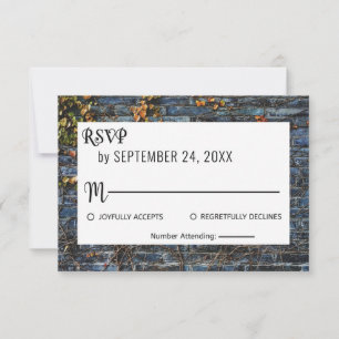 Elegant rustic botanical fall roses floral wedding RSVP card