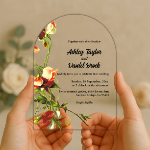 Elegant Rustic Botanical Flowers Floral Wedding Acrylic Invitations