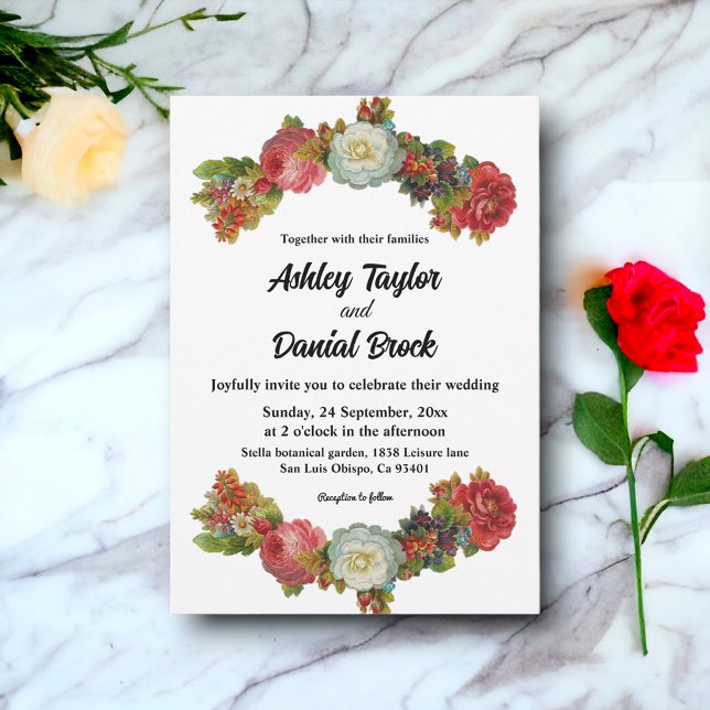 Elegant Rustic Botanical Summer Floral Wedding Invitation (Creator Uploaded)