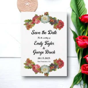 Elegant Rustic Botanical Summer Floral Wedding Save The Date
