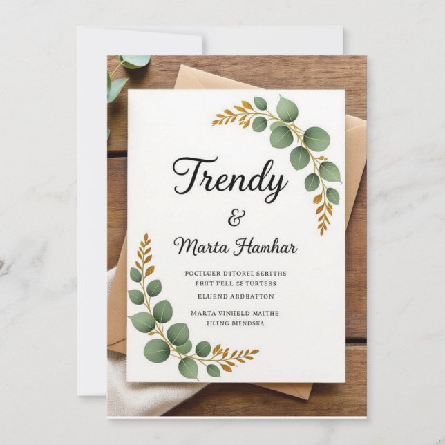 Elegant Rustic Botanical Wedding Invitation  (Front)