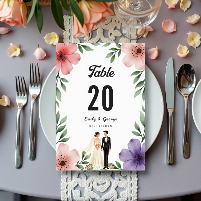 Elegant Rustic Bride & Groom Summer Floral Wedding Table Number (Creator Uploaded)