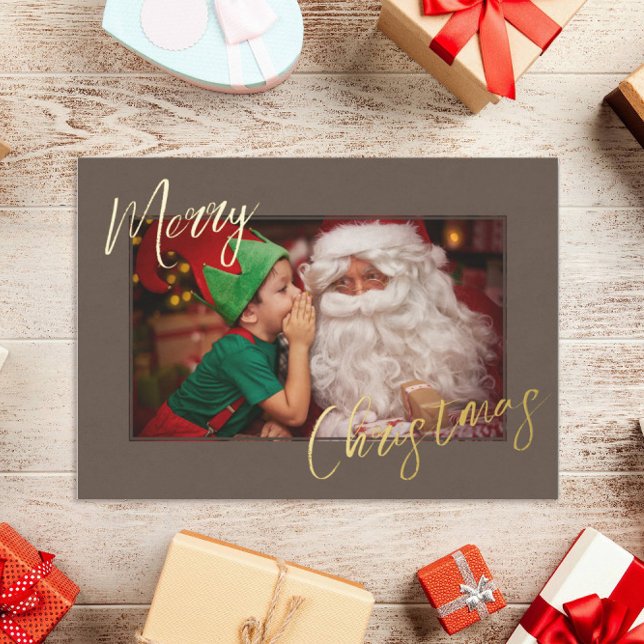 Elegant Rustic Brown & Gold Custom Photo Christmas (Creator Uploaded)