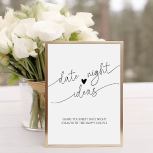 Elegant Rustic Calligraphy Date Night Ideas Sign