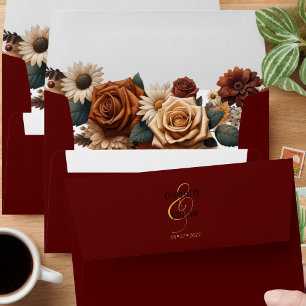 Elegant Rustic Chic Floral Wedding Envelope