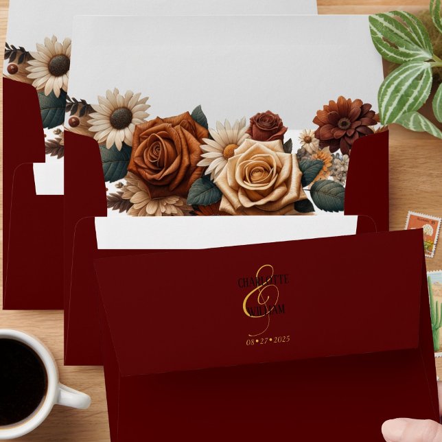 Elegant Rustic Chic Floral Wedding Envelope (Creator Uploaded)