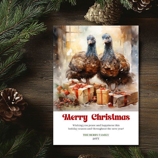 Elegant rustic Christmas scene animal greeting  Holiday Card (Elegant rustic Christmas scene animal greeting card)