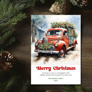 Elegant rustic Christmas scene vintage holiday car Card