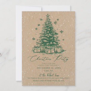 Elegant Rustic Christmas Tree Holiday Party Invitation
