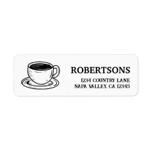 Elegant Rustic Coffee Cup Lovers Return Address