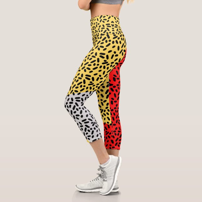 Elegant Rustic Colourful Dots  Capri Leggings (Left)