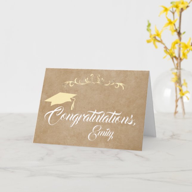 Elegant Rustic Congratulations Graduate Graduation Card (Yellow Flower)