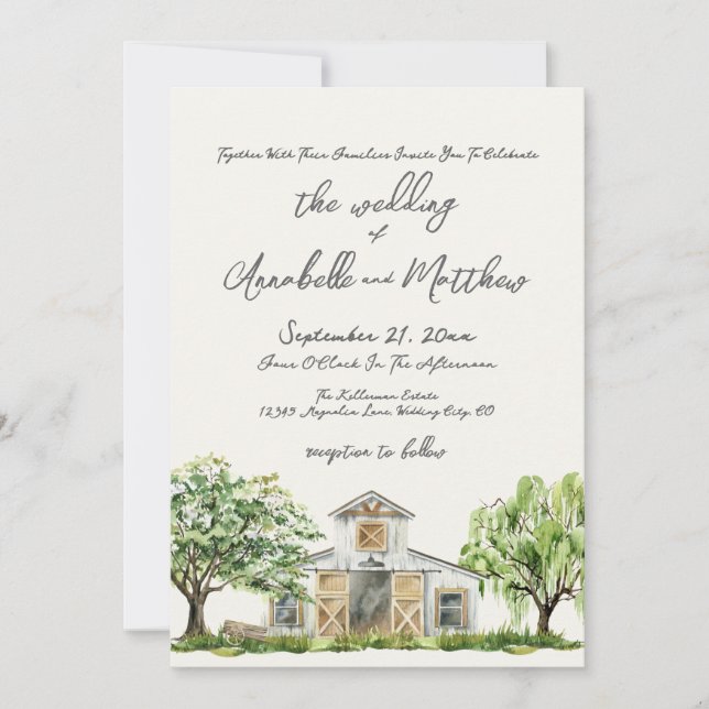 Elegant Rustic Country Barn Wedding Invitation (Front)