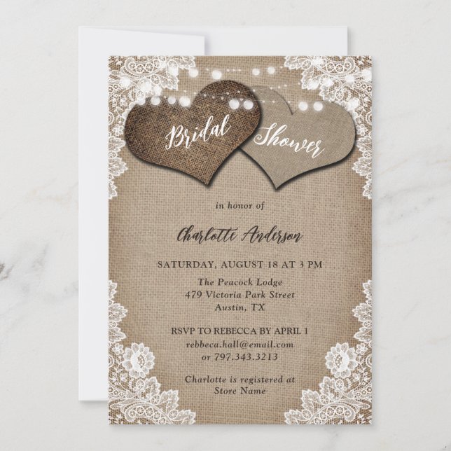 Elegant Rustic Country Bridal Shower Invitation (Front)