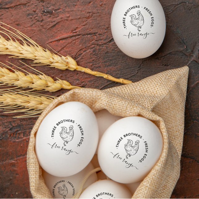 Elegant Rustic Custom Farm Name | Information Egg  Rubber Stamp (Creator Uploaded)