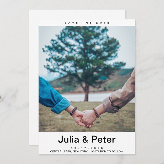 Elegant Rustic Custom Photo Save The Date Invitation (Front/Back)