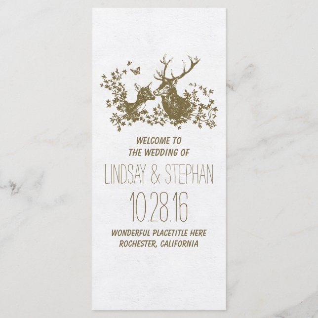 Elegant rustic deer wedding programs programme (Front)