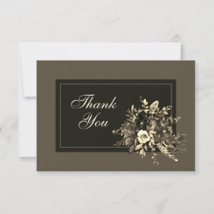 Elegant Rustic Dried Floral Autumn Wedding Thank You Card