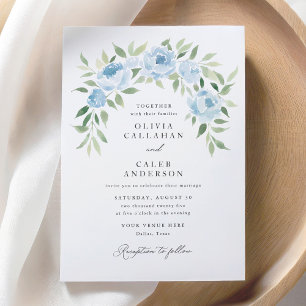 Elegant Rustic Dusty Blue Floral Arch Wedding Invitation