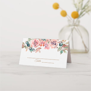 Elegant rustic dusty pink floral Chinese wedding  Place Card