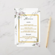 Elegant Rustic Dusty White Flowers Watercolor Gold