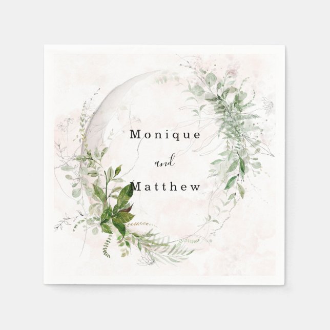 Elegant Rustic Eucalyptus Blush Pink Wedding Napkin (Front)