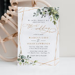 Elegant Rustic Eucalyptus Greenery Gold Wedding Invitation<br><div class="desc">This elegant collection features mixed watercolor greenery leaves paired with a classy serif & delicate sans font in black,  with a monogram on the back. Matching items available.</div>
