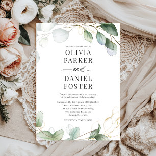 Elegant Rustic Eucalyptus Greenery Wedding Invitation