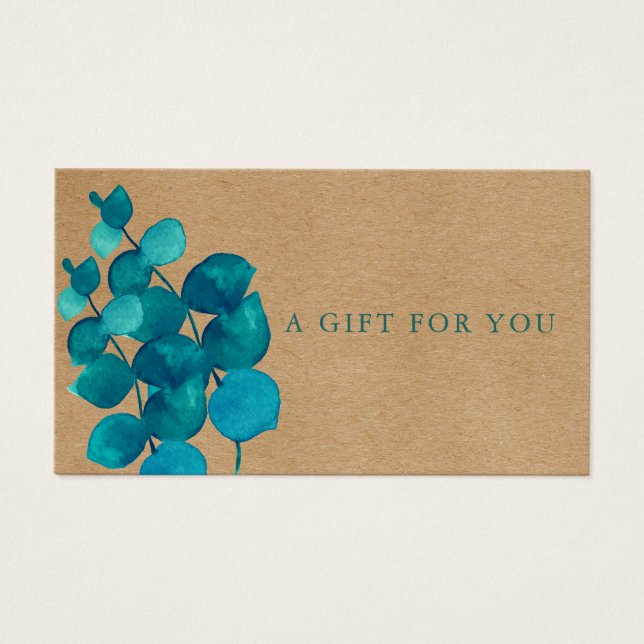Elegant Rustic Eucalyptus Leaves Gift Certificate (Front)