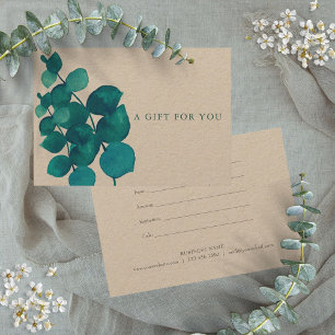 Elegant Rustic Eucalyptus Leaves Gift Certificate